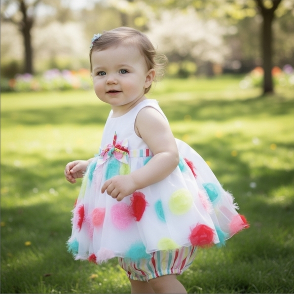 Bonnie Baby White Dress 18M w/ Ribbon Bow & Bloomers | NWOT Princess Layers - Picture 16 of 16